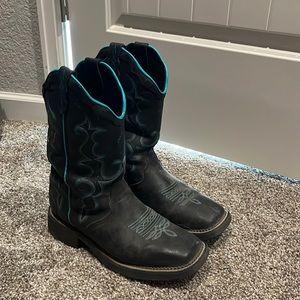 Justin Womens Black/Turquoise Boots